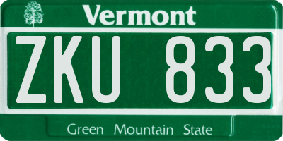 VT license plate ZKU833