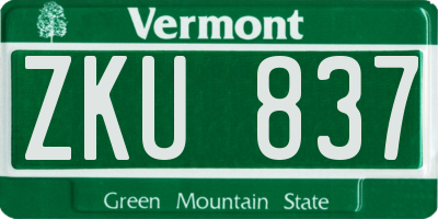 VT license plate ZKU837