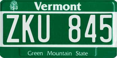 VT license plate ZKU845