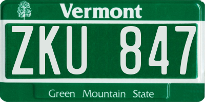 VT license plate ZKU847