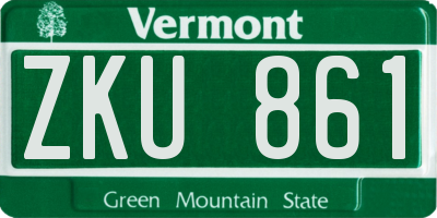 VT license plate ZKU861