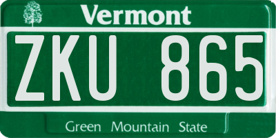 VT license plate ZKU865