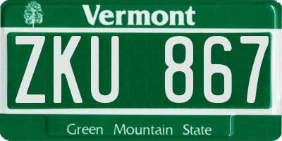 VT license plate ZKU867