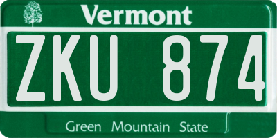 VT license plate ZKU874