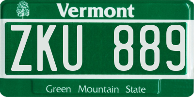 VT license plate ZKU889