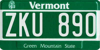 VT license plate ZKU890
