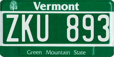 VT license plate ZKU893