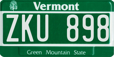VT license plate ZKU898