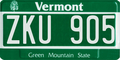 VT license plate ZKU905