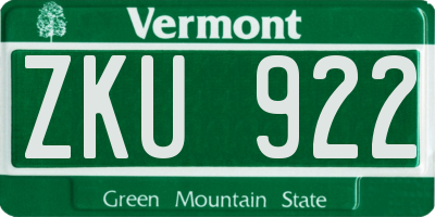 VT license plate ZKU922