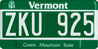 VT license plate ZKU925