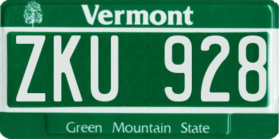VT license plate ZKU928