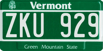VT license plate ZKU929