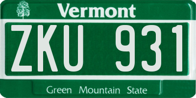 VT license plate ZKU931