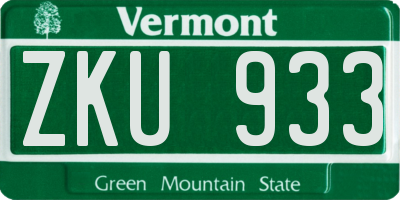 VT license plate ZKU933