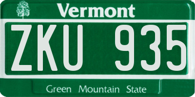 VT license plate ZKU935