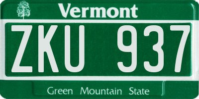 VT license plate ZKU937