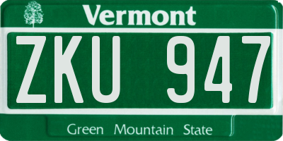 VT license plate ZKU947