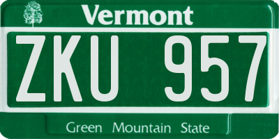VT license plate ZKU957