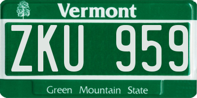VT license plate ZKU959