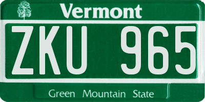 VT license plate ZKU965