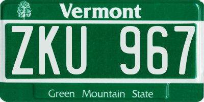 VT license plate ZKU967