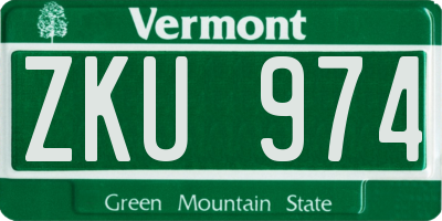 VT license plate ZKU974