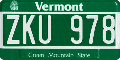 VT license plate ZKU978