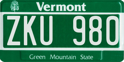 VT license plate ZKU980