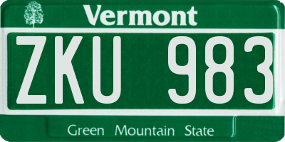 VT license plate ZKU983