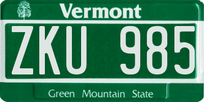 VT license plate ZKU985