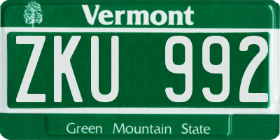 VT license plate ZKU992