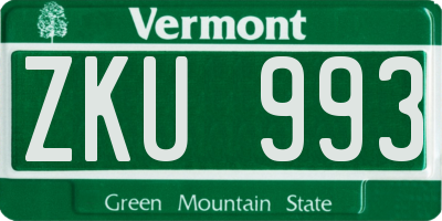 VT license plate ZKU993