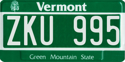 VT license plate ZKU995