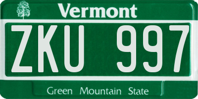 VT license plate ZKU997