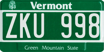 VT license plate ZKU998
