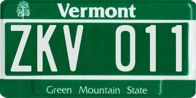 VT license plate ZKV011