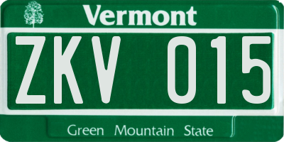 VT license plate ZKV015