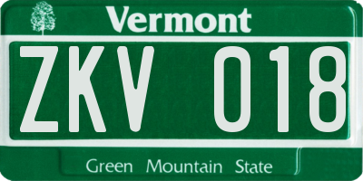 VT license plate ZKV018