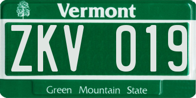 VT license plate ZKV019
