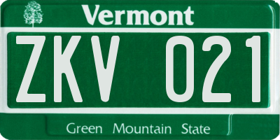 VT license plate ZKV021