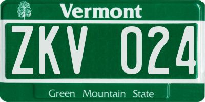 VT license plate ZKV024