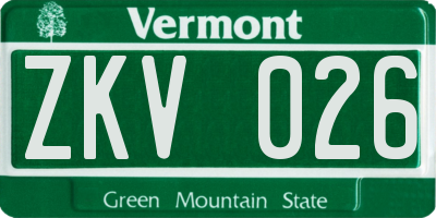 VT license plate ZKV026