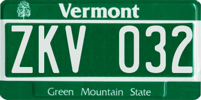 VT license plate ZKV032