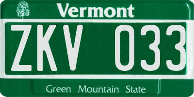 VT license plate ZKV033