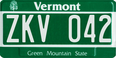 VT license plate ZKV042