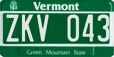 VT license plate ZKV043