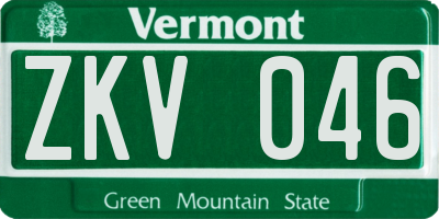 VT license plate ZKV046