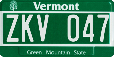 VT license plate ZKV047