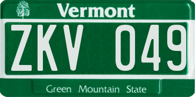VT license plate ZKV049